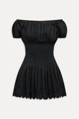 Sadie Embroidered Mini Dress - Black