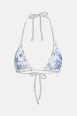 Ari Satin Triangle Bikini Top - Fleur de Bleu