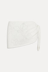 Atlas Knit Mini Skirt - White Hibiscus