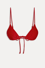 x JENNIE Elena Beaded Bikini Top - Classic Red