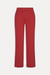 Emma Thermal Low Rise Pants - Strawberry Red