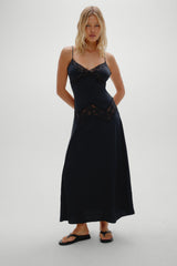 Ethereal Satin Lace Maxi Dress - Meet Me At Dusk