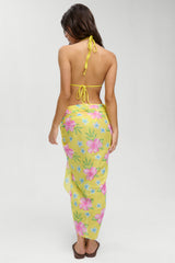 Alessia Floral Cotton Sarong - Hibiscus Lemonade
