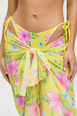 Alessia Floral Cotton Sarong - Hibiscus Lemonade