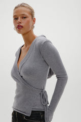 Angel Baby Wrap Knit Sweater - Cloud Cover