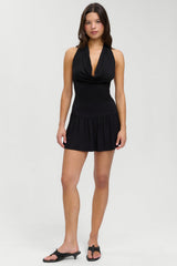 Bowery Cowl Neck Mini Dress - Black