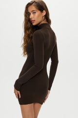 Date Night Knit Mini Dress - Chocolate Brown