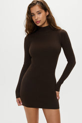 Date Night Knit Mini Dress - Chocolate Brown