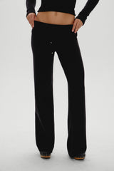 Dawson Knit Fold Over Pants - Black