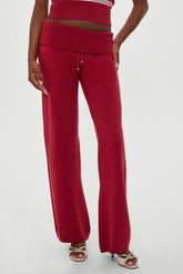 Dawson Knit Fold Over Pants - Rosewood