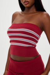 Destiny Knit Tube Top - Collegiate Stripe