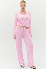 Ela Low Rise Knit Pants - Pink Cloud