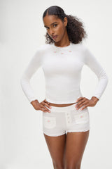 Eve Waffle Long Sleeve Shirt - White