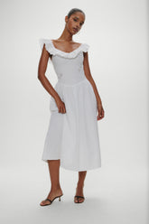 Georgia Cotton Embroidered Midi Dress - Angel's Meadow