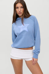 x JENNIE Jane Cropped Terry Hoodie - Jennie Blue