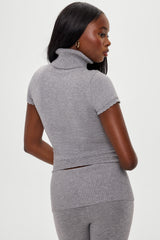 Jasmine Short Sleeve Turtleneck - Cloud Cover