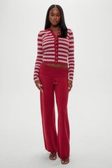 Lenon Button Up Knit Sweater - Collegiate Stripe