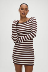 Luca Knit Mini Dress - Brown Sugar Stripe