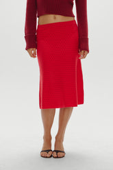 Magnolia Knit Midi Skirt - Cranberry