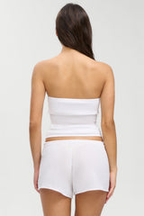 Margot Knit Tube Top - White Hibiscus