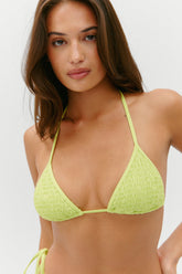 Nick Smocked Triangle Bikini Top - Sea Glass Green