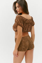 Paulina Cropped Blouse - Vintage Cheetah