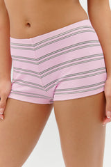 Paulina Cotton Booty Shorts - Pink Stripe