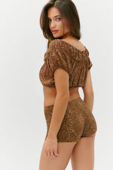 Paulina Cotton Booty Shorts - Vintage Cheetah