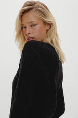 Prince Cable Knit Sweater - Black