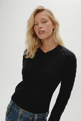 Prince Cable Knit Sweater - Black