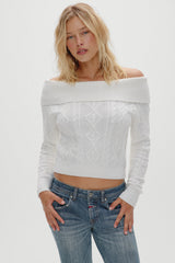 Saint Off The Shoulder Knit Sweater - Cloud White