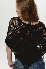 Sophie Crochet Poncho - Black