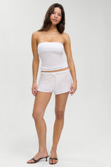 Sophie Knit Mini Shorts - White Hibiscus