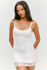 Summer Sonnet Satin Mini Dress - Optic White
