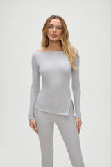 Talia Long Sleeve Shirt - Heather Grey