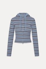 Heritage Knit Zip Up Hoodie - Blueberry Stripe