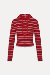 Heritage Zip Up Knit Hoodie - Strawberry Stripe