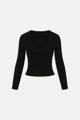 Kit V Neck Knit Sweater - Black