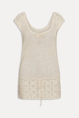 Moss Crochet Mini Dress - Sand Dollar