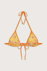 Nick Floral Triangle Bikini Top - Marigold Gingham