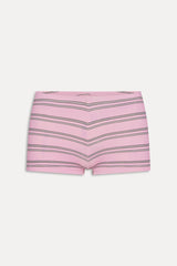 Paulina Cotton Booty Shorts - Pink Stripe