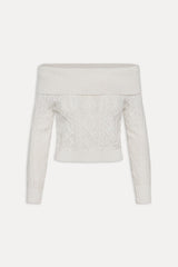 Saint Off The Shoulder Knit Sweater - Cloud White
