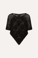 Sophie Crochet Poncho - Black