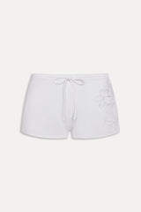 Sophie Knit Mini Shorts - White Hibiscus