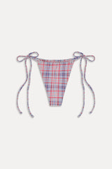 Tia Skimpy String Bikini Bottom - Americana Plaid