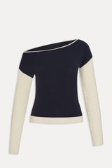 Vail Off The Shoulder Knit Shirt - Deep Sea