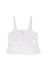 Airy Poplin Buttoned Top - White