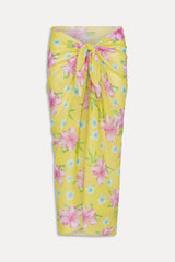 Alessia Floral Cotton Sarong - Hibiscus Lemonade
