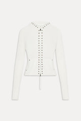 Atlas Zip Up Knit Hoodie - Coconut Cream