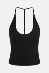 x JENNIE Chantal Cotton Halter Top - Black